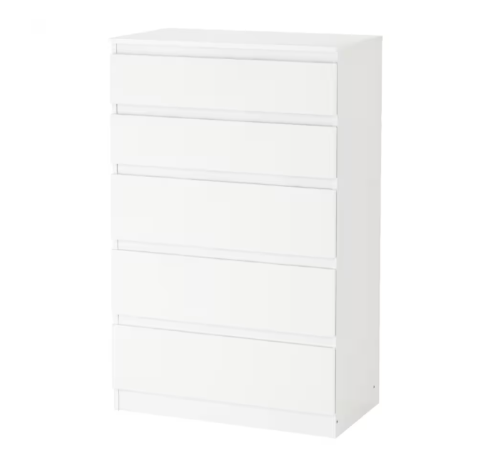 Cómoda de 5 cajones blanco