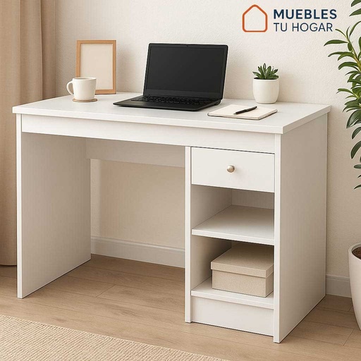 [11021201] Escritorio con cajón blanco